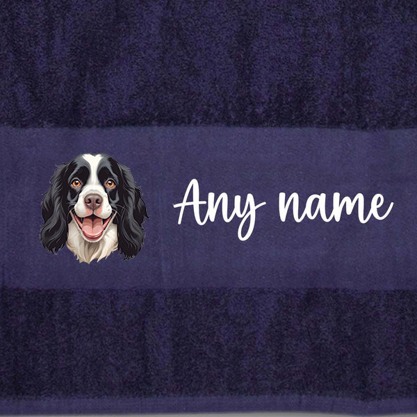 MIDNIGHT BLUE Any Pet Name And A Choice Of Dog Breed - Travel Towel