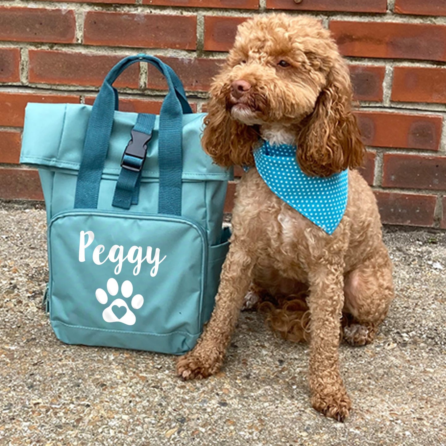 Overnight Size Navy Heart & Paw Backpack With Any Name Or Wording