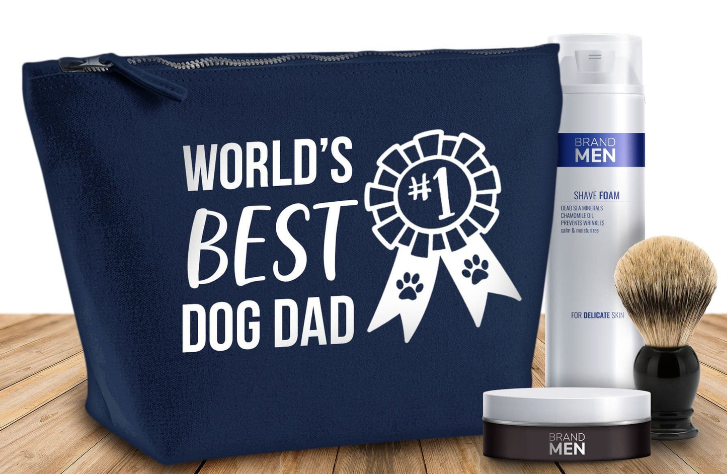 'Worlds Best Dog Dad' Any Message Natural Cotton Make-Up Bag Personalised