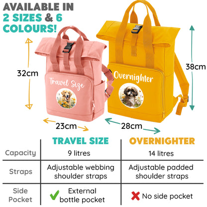 Overnighter Rucksack 14 Litres Grey Wildflower Dog Breed Design