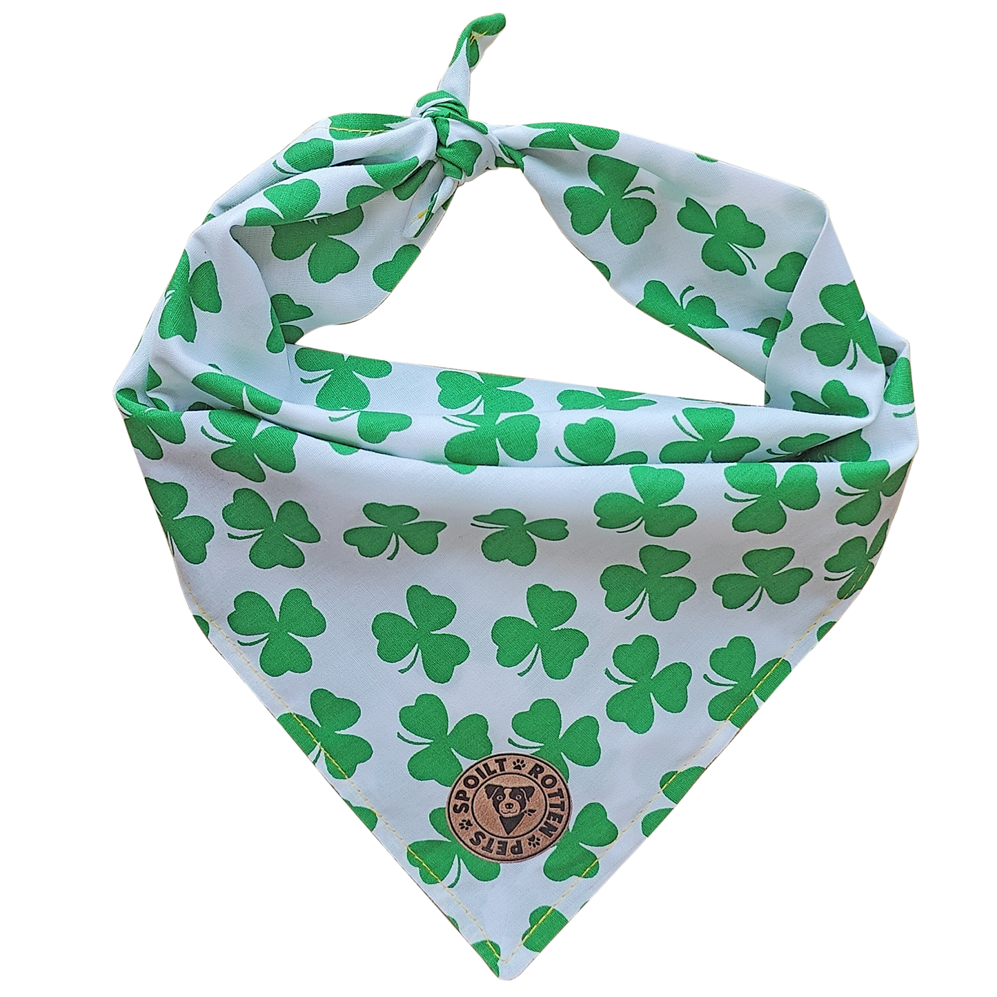 The Limerick - Shamrocks on White Tied Dog Bandana