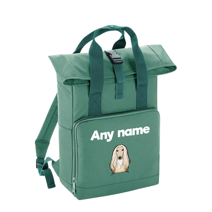 Overnighter Rucksack 14 Litres Sage Green Any Breed Backpack With Custom Personalised Dog Name