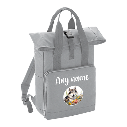 Overnighter Rucksack 14 Litres Grey Wildflower Dog Breed Design