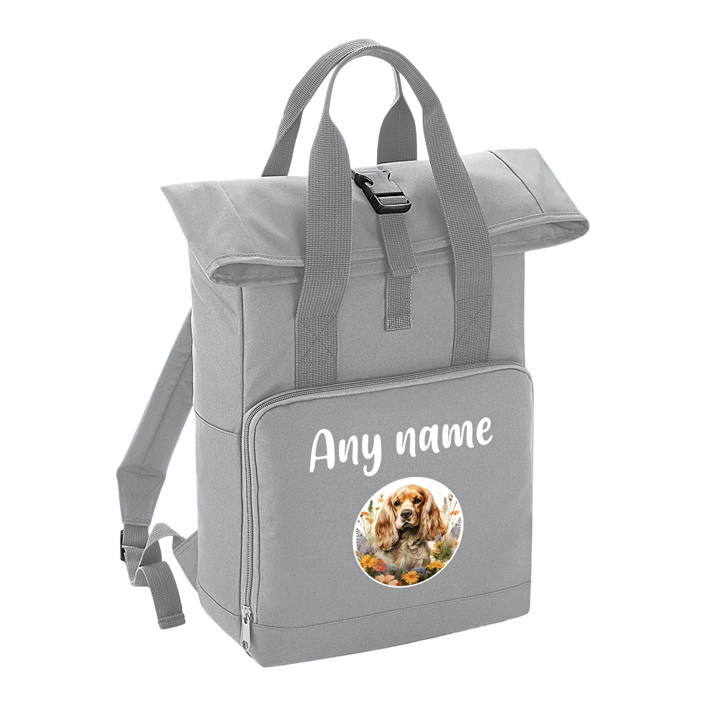 Overnighter Rucksack 14 Litres Grey Wildflower Dog Breed Design