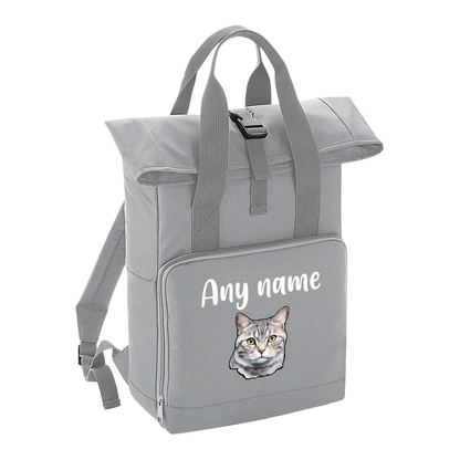 Grey Cat Breed with Personalised Name Backpack