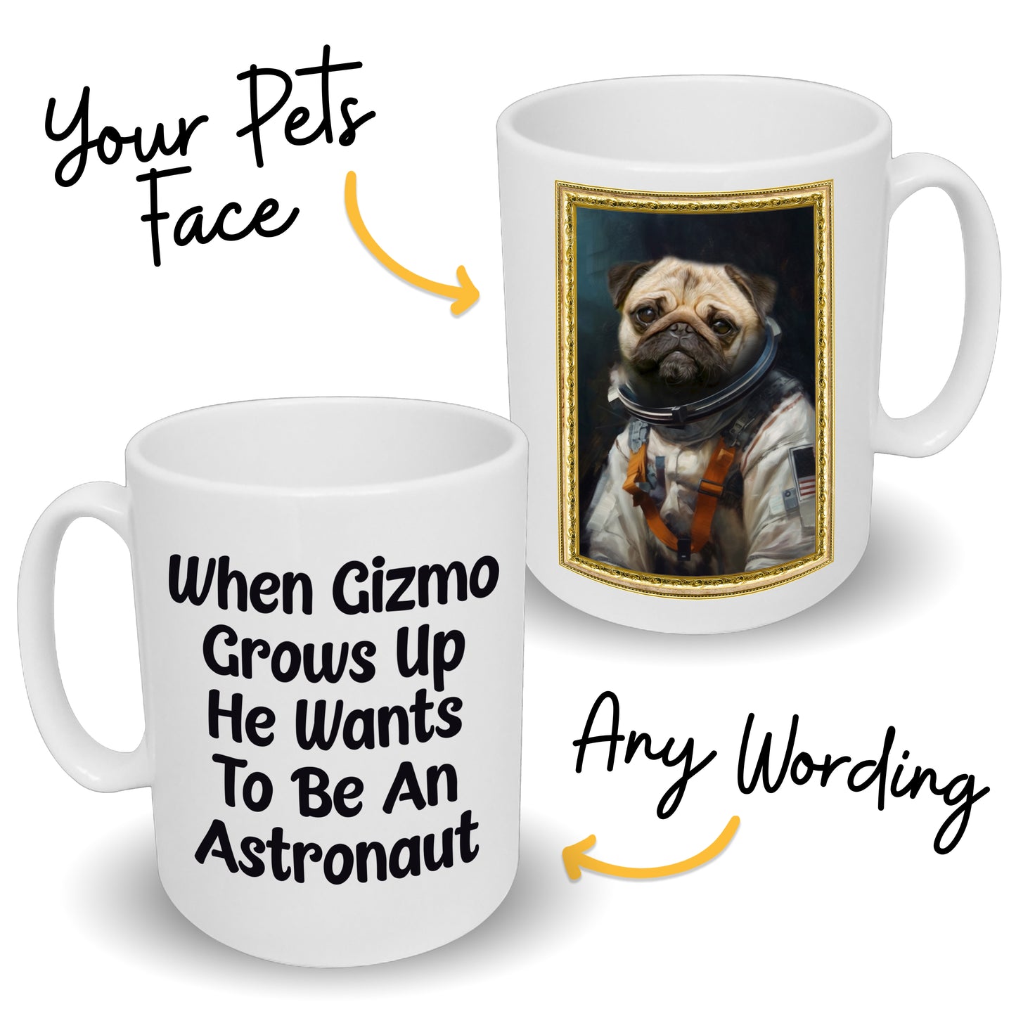 Astronaut Custom Pet Portrait Mug - Add Your Own Photo