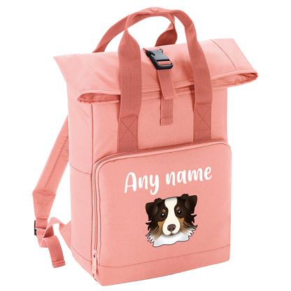 Overnighter Rucksack 14 Litres Peach Coral Any Breed Backpack With Custom Personalised Dog Name