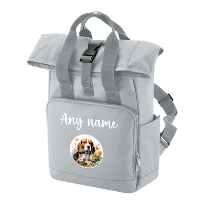 Travel Rucksack 9 Litres Grey Wildflower Dog Breed Design