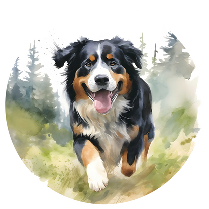 Grey Any Breed Running Woodland Dog with Personalised Name Backpack