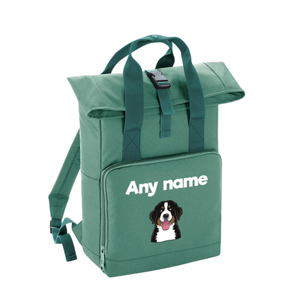 Overnighter Rucksack 14 Litres Sage Green Any Breed Backpack With Custom Personalised Dog Name