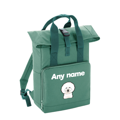 Overnighter Rucksack 14 Litres Sage Green Any Breed Backpack With Custom Personalised Dog Name