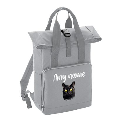 Grey Cat Breed with Personalised Name Backpack