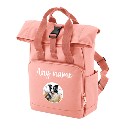 Travel Rucksack 9 Litres Peach Coral Wildflower Dog Breed Design