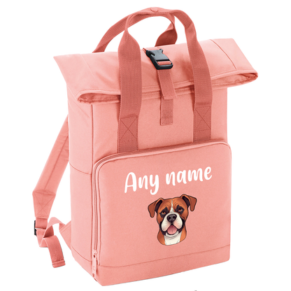 Overnighter Rucksack 14 Litres Peach Coral Any Breed Backpack With Custom Personalised Dog Name