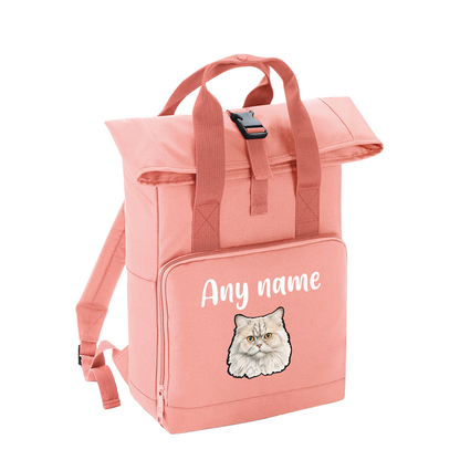 Pink Cat Breed with Personalised Name Backpack