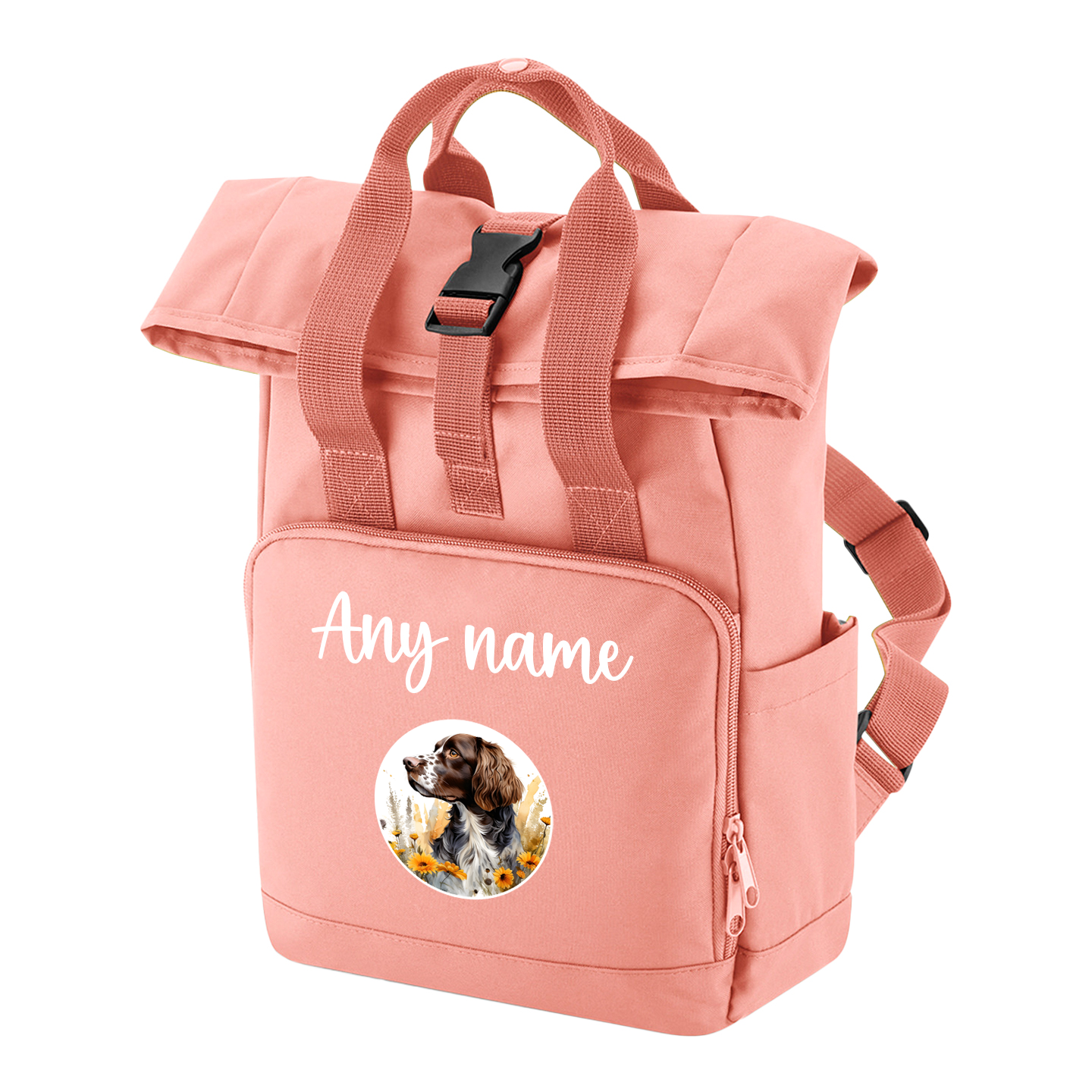 Travel Rucksack 9 Litres Peach Coral Wildflower Dog Breed Design