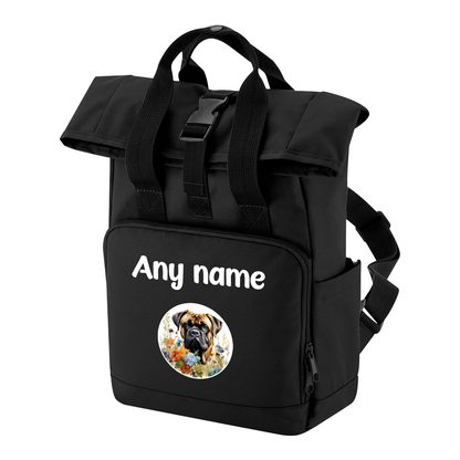 Travel Rucksack 9 Litres Black Wildflower Dog Breed Design