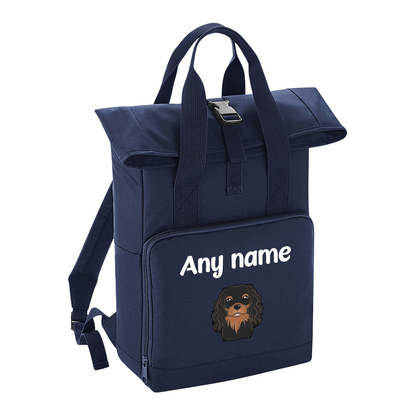 Overnighter Rucksack 14 Litres Navy Blue Any Breed Backpack With Custom Personalised Dog Name
