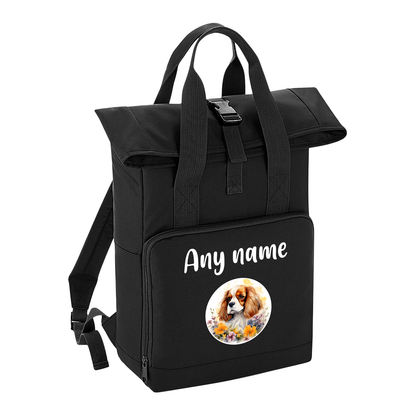 Overnighter Rucksack 14 Litres Black Wildflower Dog Breed Design