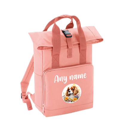 Overnighter Rucksack 14 Litres Peach Coral Wildflower Dog Breed Design