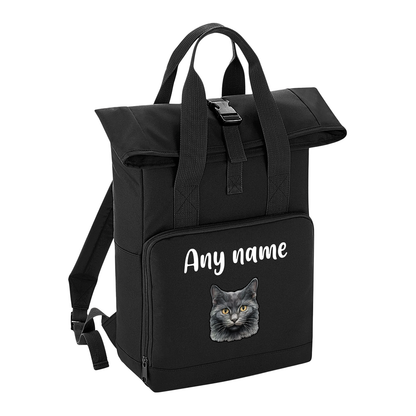Black Cat Breed with Personalised Name Backpack