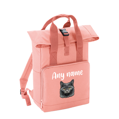 Pink Cat Breed with Personalised Name Backpack