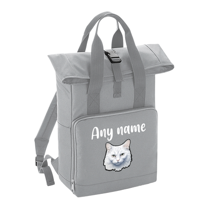 Grey Cat Breed with Personalised Name Backpack