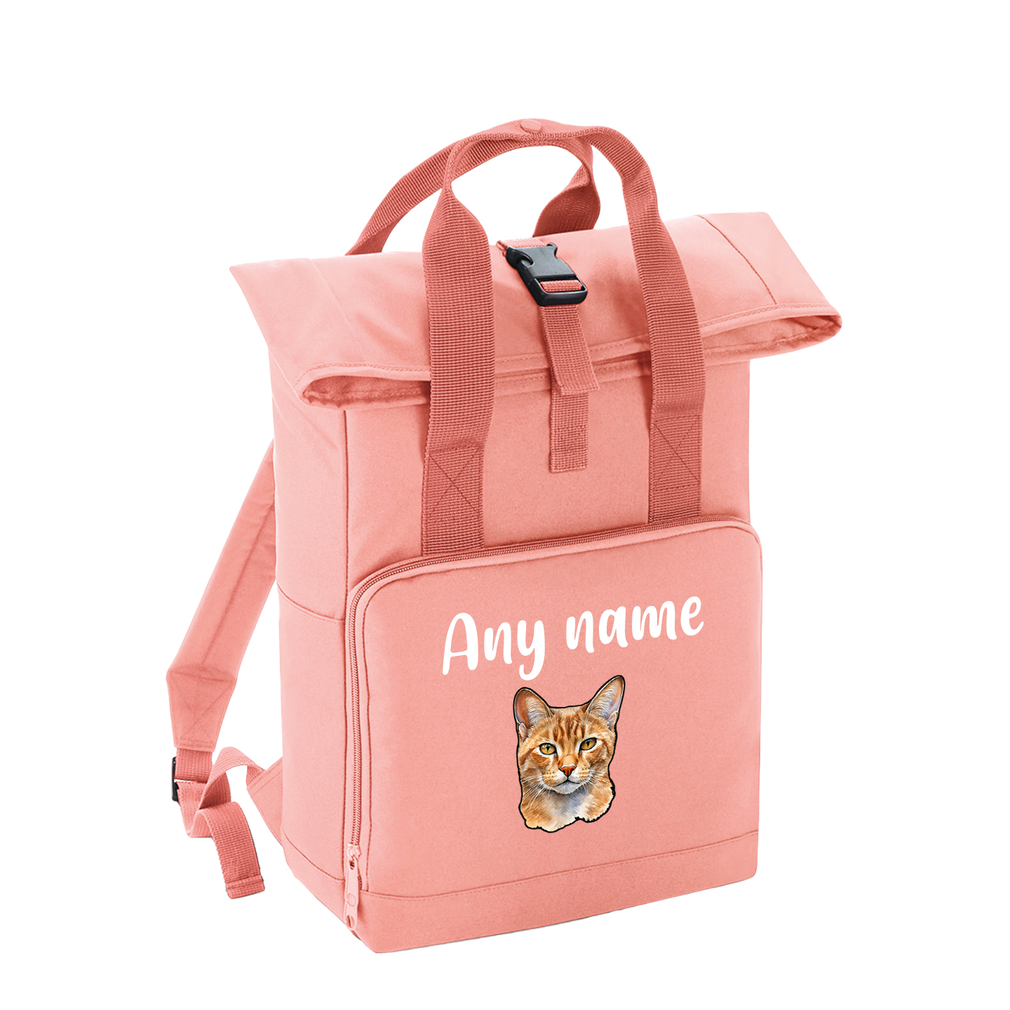 Pink Cat Breed with Personalised Name Backpack