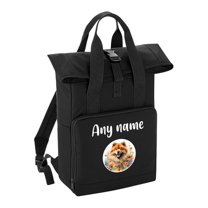 Overnighter Rucksack 14 Litres Black Wildflower Dog Breed Design