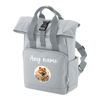 Travel Rucksack 9 Litres Grey Wildflower Dog Breed Design