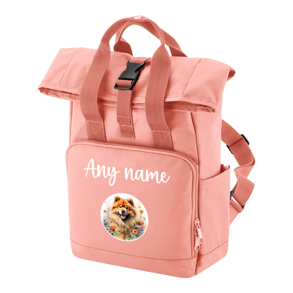 Travel Rucksack 9 Litres Peach Coral Wildflower Dog Breed Design