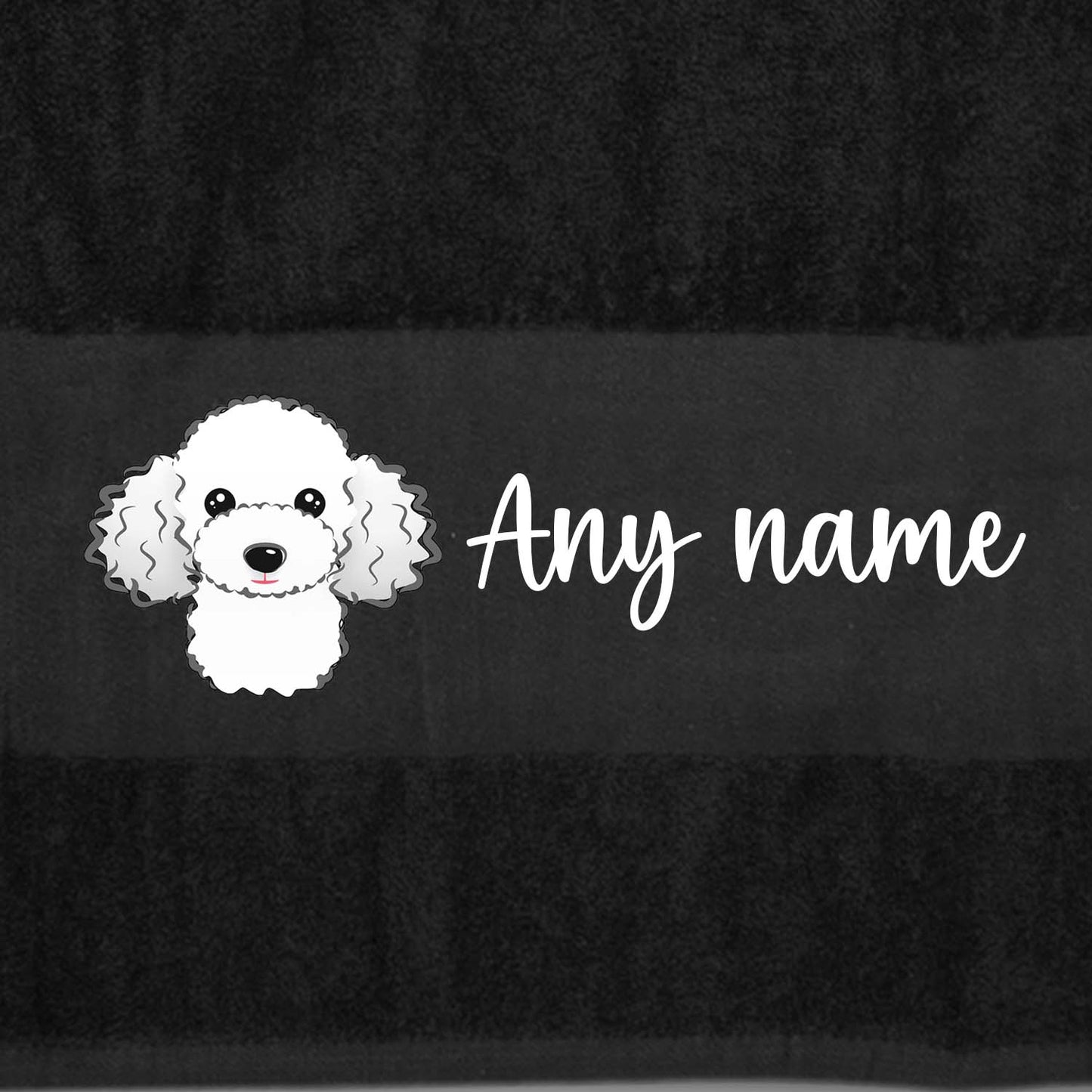BLACK Any Pet Name And A Choice Of Dog Breed - Bath Towel