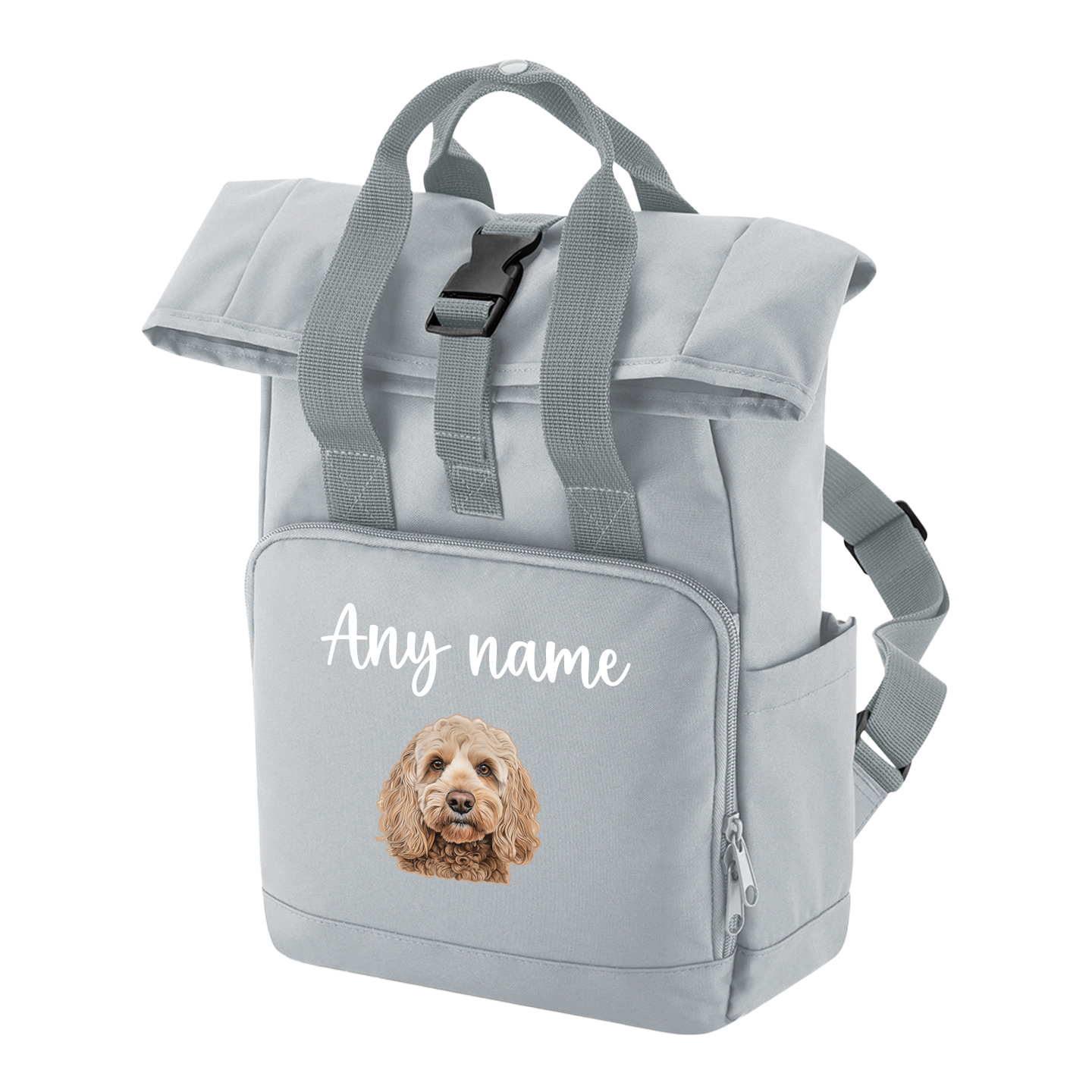 Travel Rucksack 9 Litres Grey Any Breed Backpack With Custom Personalised Dog Name