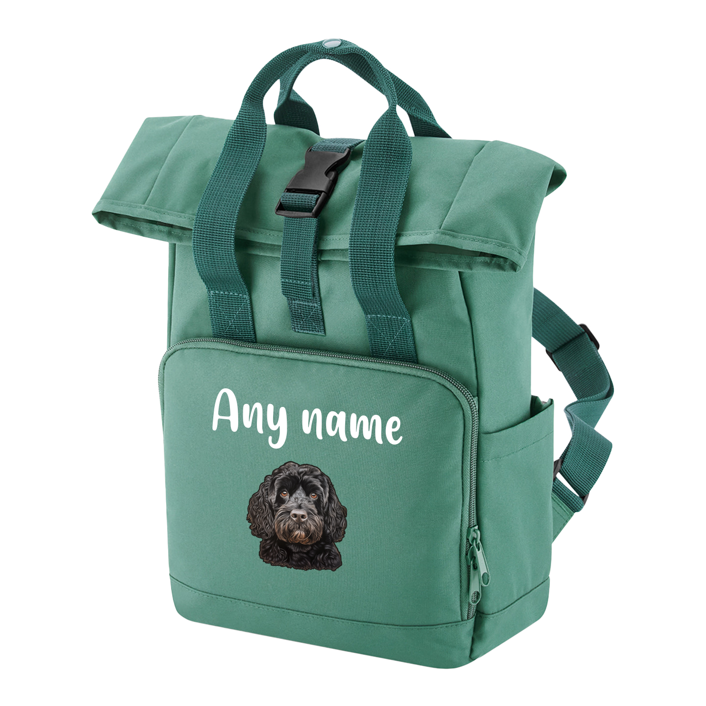 Travel Rucksack 9 Litres Sage Green Any Breed Backpack With Custom Personalised Dog Name