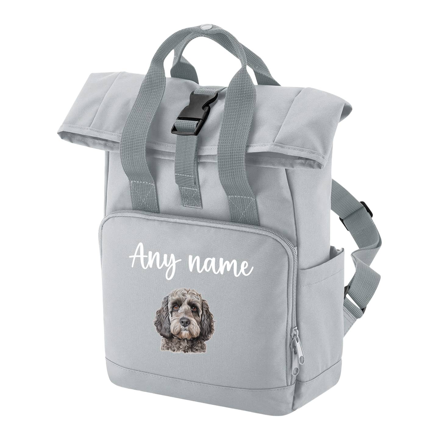 Travel Rucksack 9 Litres Grey Any Breed Backpack With Custom Personalised Dog Name