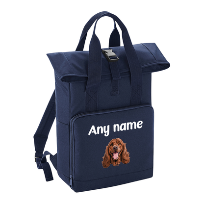 Overnighter Rucksack 14 Litres Navy Blue Any Breed Backpack With Custom Personalised Dog Name