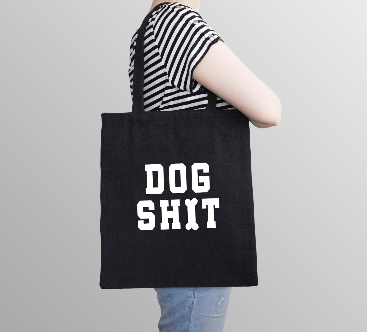 Dog Sh*t Reusable Cotton Shopping Bag Tote with Long Handles