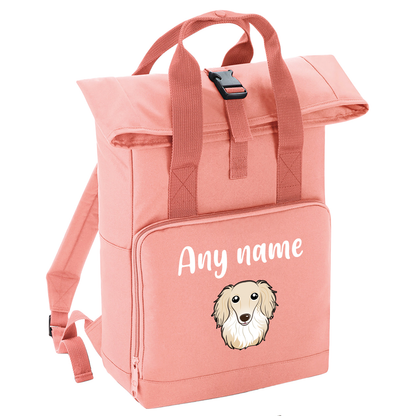 Overnighter Rucksack 14 Litres Peach Coral Any Breed Backpack With Custom Personalised Dog Name