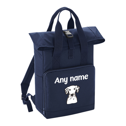 Overnighter Rucksack 14 Litres Navy Blue Any Breed Backpack With Custom Personalised Dog Name