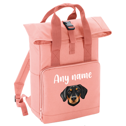 Overnighter Rucksack 14 Litres Peach Coral Any Breed Backpack With Custom Personalised Dog Name