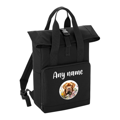 Overnighter Rucksack 14 Litres Black Wildflower Dog Breed Design
