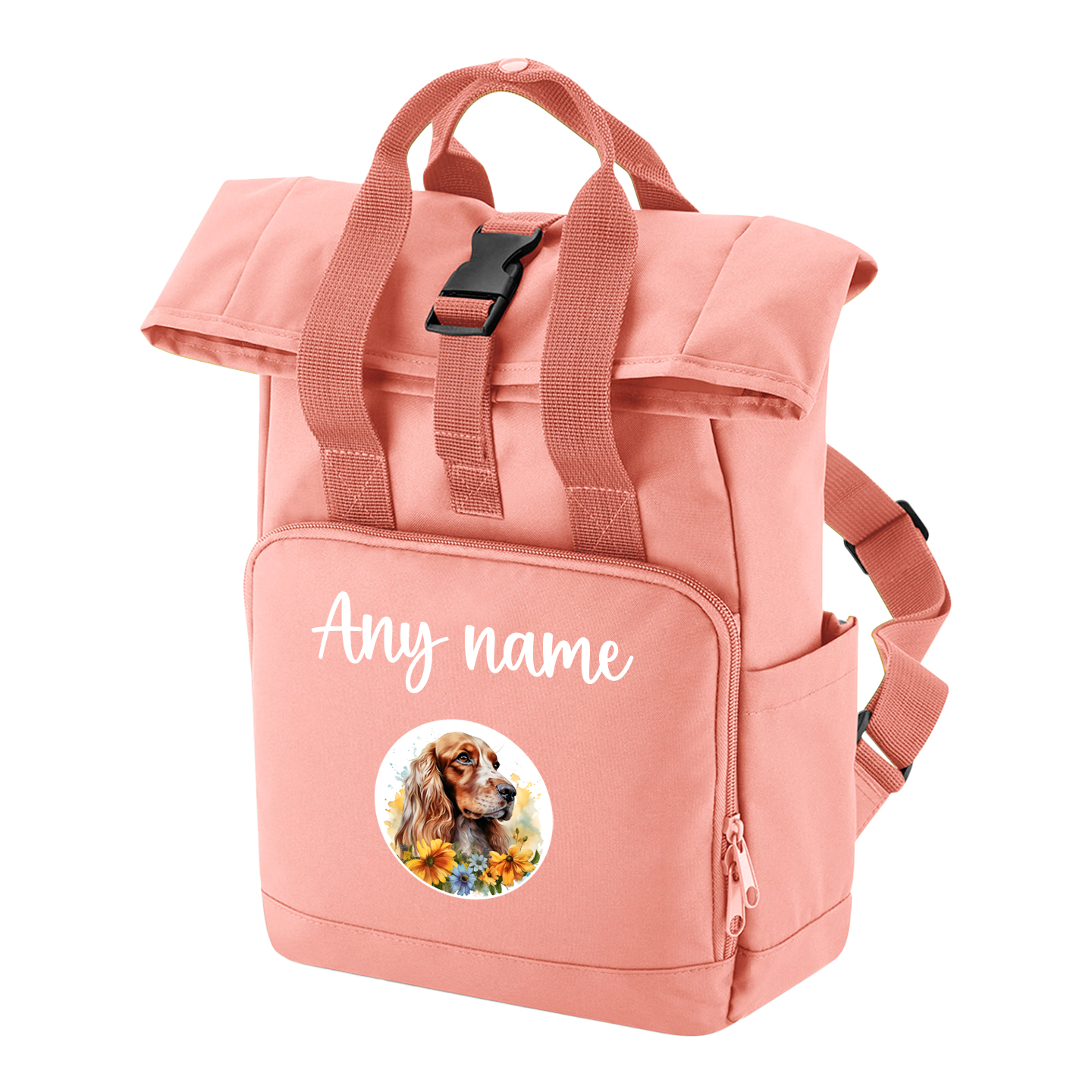 Travel Rucksack 9 Litres Peach Coral Wildflower Dog Breed Design