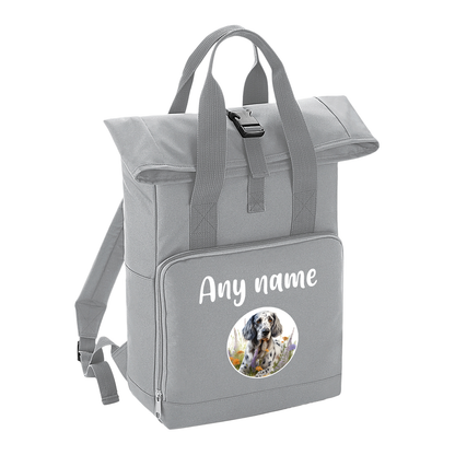 Overnighter Rucksack 14 Litres Grey Wildflower Dog Breed Design