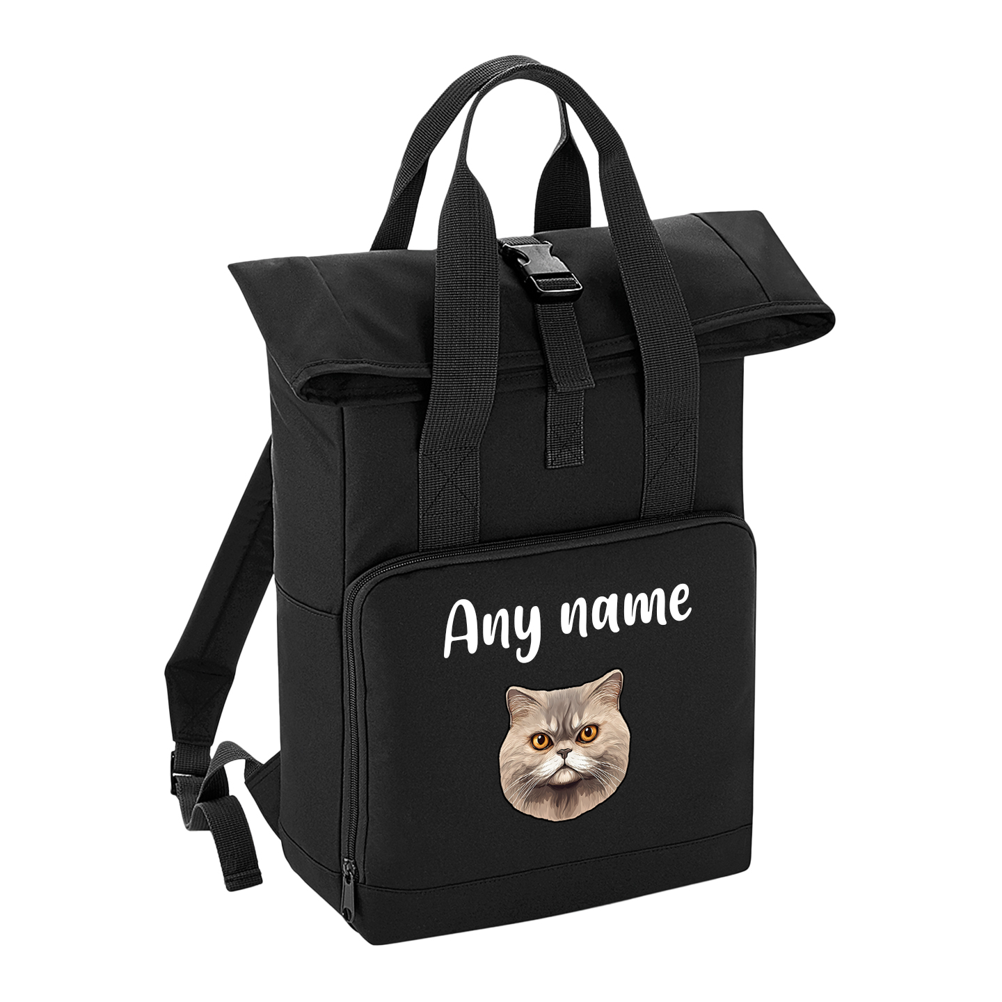 Black Cat Breed with Personalised Name Backpack