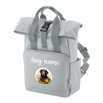Travel Rucksack 9 Litres Grey Wildflower Dog Breed Design