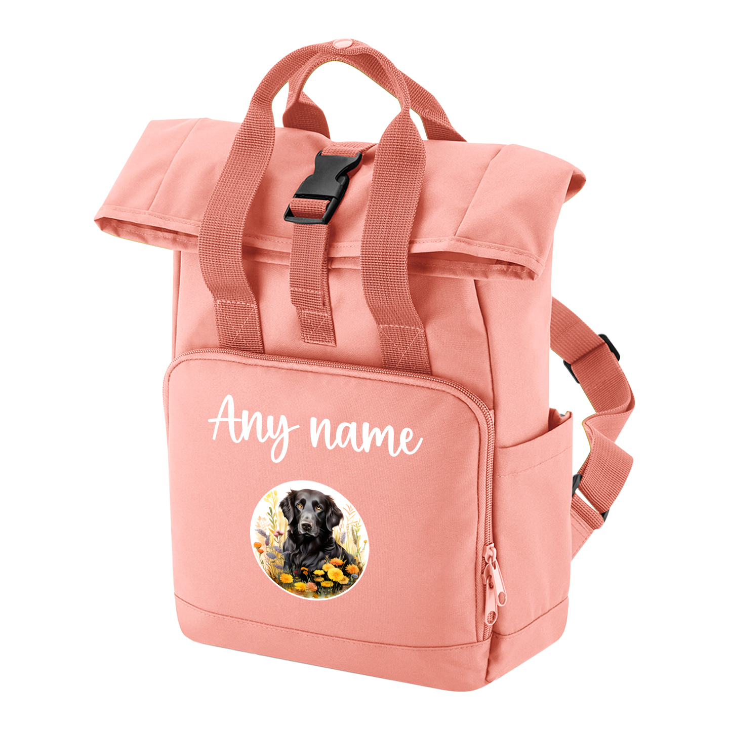 Travel Rucksack 9 Litres Peach Coral Wildflower Dog Breed Design