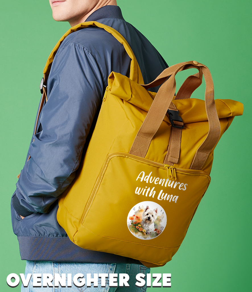 Overnighter Rucksack 14 Litres Grey Wildflower Dog Breed Design