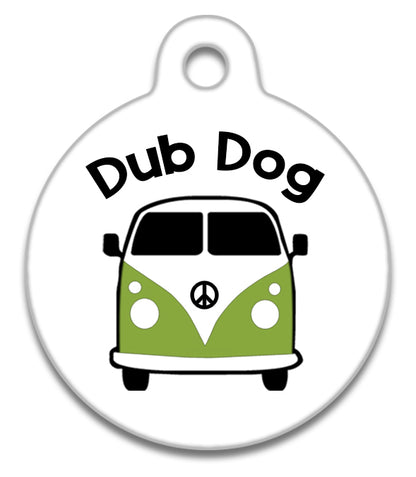 Campervan Green VW Dub Dog - Pet ID Tag