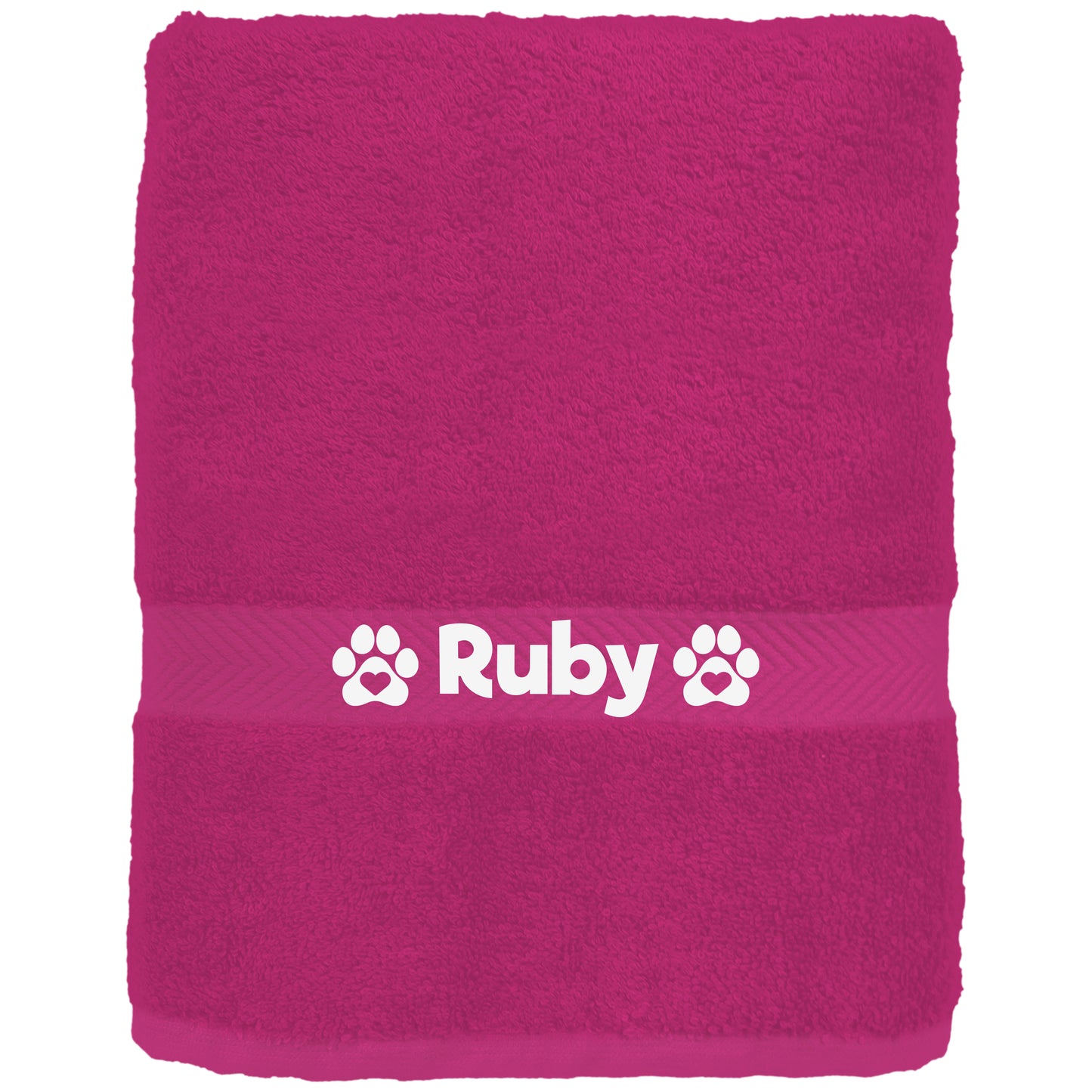 Hot Pink Cerise Pet Towel Personalised With Name or Wording