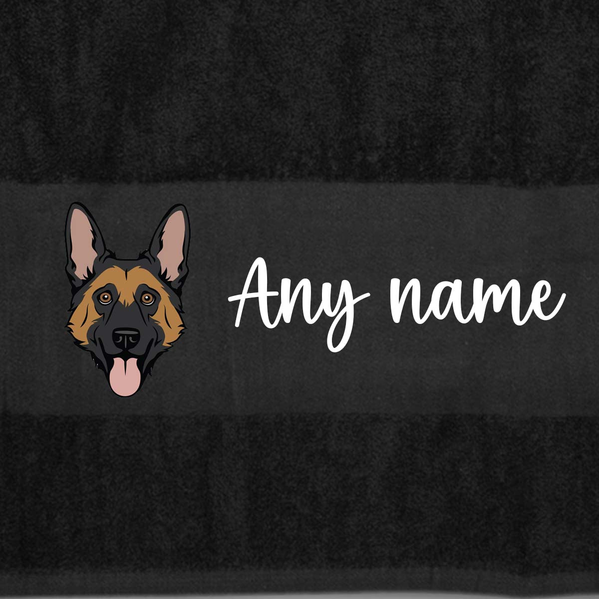 BLACK Any Pet Name And A Choice Of Dog Breed - Bath Towel